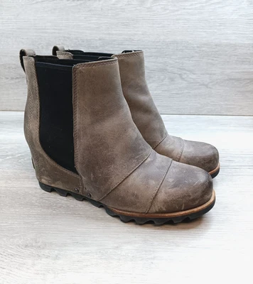 Sorel Botines de Cuña Cuero Taupe Elástico Tirador Lateral Pestaña Mujeres EE. UU. 8 Foto 1 de 4