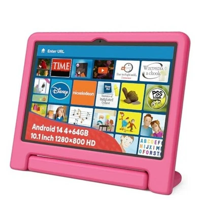 10.1" Kids Tablet Android 14 | 64GB Octa-Core 8GB RAM | Shockproof Rose Pink - Image 1 of 4