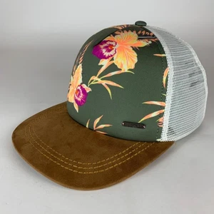 Roxy Womens Floral Print Brown White Snapback Trucker Hat - Picture 1 of 5