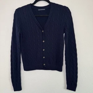 Brandy Melville Chunky Knit Cardigan Sweater Navy Size M - Picture 1 of 10
