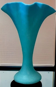 Van Briggle Turquoise Matte Ruffled Top Vase Marked 11” - Picture 1 of 9
