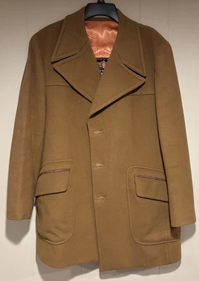 VINTAGE Cortefiel Made in Spain Men's Tan light Brown Coat Size 42 1960s - Image 1 of 4