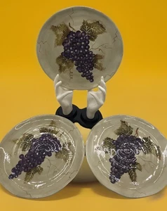 Tabletops Unlimited Gallery Cabernet LOT of 3 Dinner Plates Grapes Tuscan Style - Picture 1 of 11