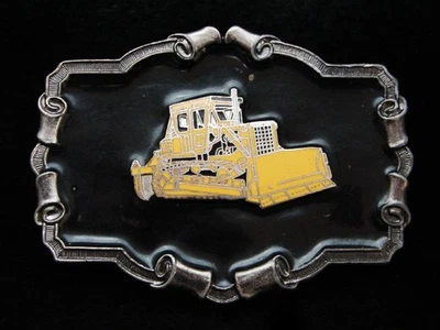 NG07128 VINTAGE 1980 **BULLDOZER TIPO PISTA** HEBILLA DE CINTURÓN DE PELTRE PARA MAQUINARIA PESADA Foto 1 de 2