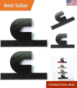 2 Pack OEM Black Cummins Turbo Emblems - Matte Badges for 2500 & 3500 Trucks - Bild 1 von 7