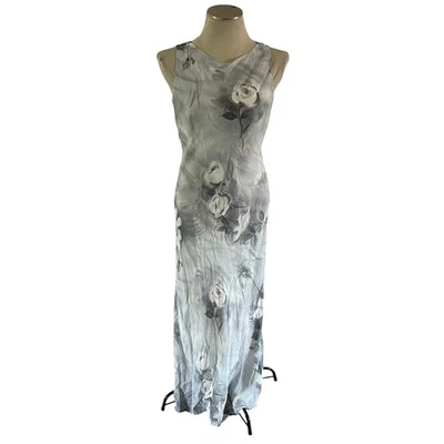 Maxi Vestido Floral De Colección Y2K Años 2000 Azul Gris Talla S Fairycore Whimsygoth Foto 1 de 4