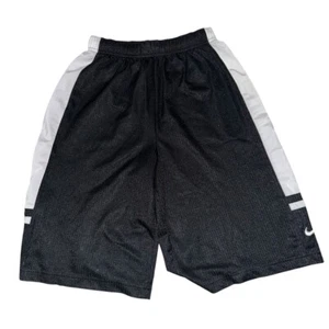 Nike Boys Youth Large Black White Swoosh Logo Basketball Shorts Red Drawstring  - Picture 1 of 4
