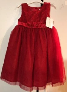 Baby Girl Dress Red Formal Holiday Wedding Tulle Dress Size 18 - Picture 1 of 4