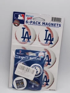 2020 Los Angeles Dodgers World Series Champions Buttons & 6 Pack Dodger Magnets - Picture 1 of 2
