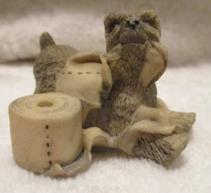 Schnauzer Playing With Toilet Paper~Resin Figurine~1980's~1 1/8" Tall - Picture 1 of 8