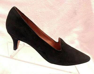 Clarks Indigo Sage Elfin Suede Classic Pump Heels Black Leather Womens US 6 M - Image 1 of 4