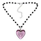 Black Beads Chain Statement Heart Choker Necklace for Women Club Punk Jewelry