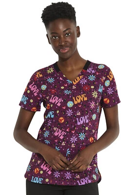 Happy Hippie Dickies Scrubs EDS V Neck Top DK876 HYHP - Image 1 of 4