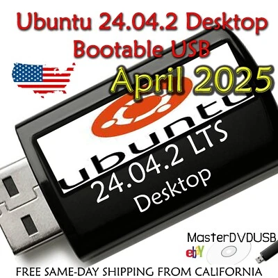 Ubuntu 24.04.2 Installer/LIVE USB – Same Day Shipping from California - Image 1 of 4