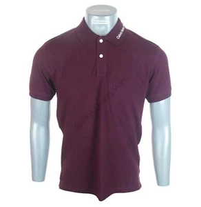 Nuevo Para hombres Auténtico Calvin Klein Polo Elastizado Bordado Calce Ajustado Borgoña - Imagen 1 de 7