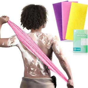 3 Pieces Exfoliating Washcloth Shower Towel African Net Sponge Japanese Wash Clo - Picture 1 of 7