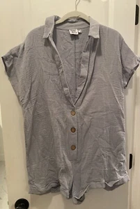 Princess Polly Vixen Romper Sz 4 Small Light Blue Linen Jumpsuit One Piece NWOT - Picture 1 of 4