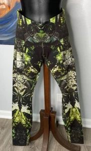Helmut Lang Green Multicolor Patterned Elastic Leggings Pants Size P USA - Picture 1 of 6