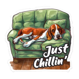 Basset Hound Sticker Laptop Dog Car Vinyl Gift Lover Decal Funny Bottle Chilling - Picture 1 of 4