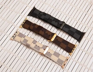 Bracelet Apple Watch cuir luxe pour série 8 7 6 5 4 3 2 38/40/41 42/44/45 mm - Photo 1 sur 7