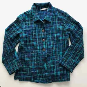 Camisa con botones tejida azul lavandería verde francesa - Imagen 1 de 6