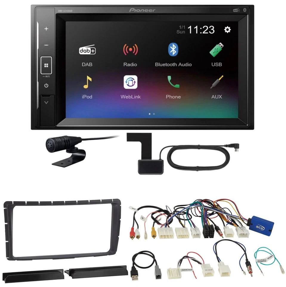 Pioneer DMH-A240DAB Bluetooth USB MP3 DAB+ Einbauset für Toyota Hilux ab 2011 - Bild 1 von 1