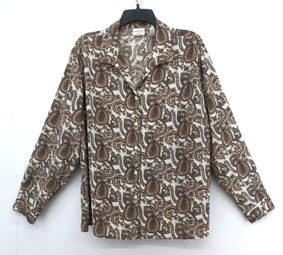 Camisa Covington Mujer Talla Grande 22W Marrón Cachemira Manga Larga Informal Abotonada Foto 1 de 4