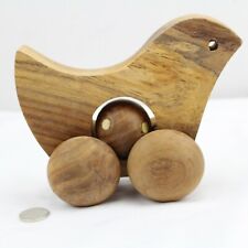 Wooden Bird Montessori Toy With Wheels and Center Ball 6" Large Handmade