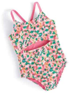 ID Ideology Blurred Floral One-Piece Swimsuit Big Girls M Cerise Pink Round Neck - Picture 1 of 15
