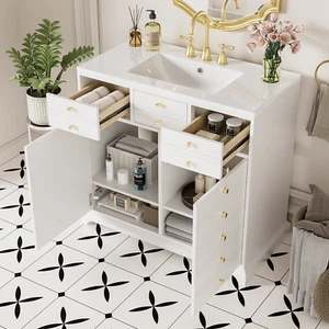 36'' Bathroom Vanity w/Sink, Freestanding Bath Vanity Storage Cabinet, 2 Drawers - Picture 1 of 12