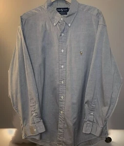 RALPH LAUREN Men's 17 34/35 Long Sleeve Oxford Shirt Gray Yarmouth - Picture 1 of 4
