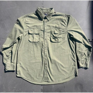 Vintage Basic Edition Olivgrün Langarm Button Down Safari Military XL 90er - Bild 1 von 6