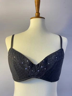 Vintage Intimissimi Rhinestone Black Bra 36B Italian Size 4 NWT - Image 1 of 4