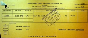 Associated First National Pictures Invoice February 26 1923 East is West - Picture 1 of 1