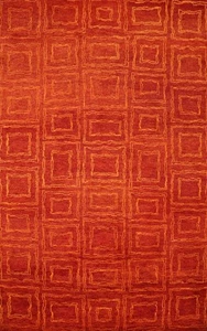 Modern Style Area Rug 6x8 Rust/ Orange Geometric Wool Carpet for Living Room - Picture 1 of 9