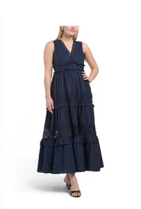 Maxi vestido rosa sin mangas con inserción de encaje. Nuevo. Talla pequeña - Imagen 1 de 7