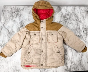 Lands End Coat Boys Size Small 4 Brown Winter Hooded Parka Fleece Lined Jacket - Picture 1 of 5