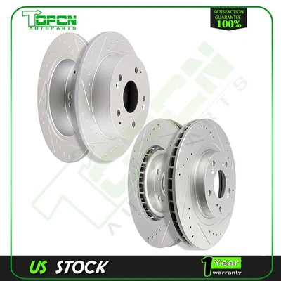 Front + Rear Brake Rotors Drilled Slot Fits 2002 2003 2004 2005 2006 Acura RSX - Imagem 1 de 4