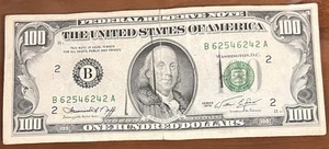 1974 currency $100 benjamin hundred bill bank NOTE. for collectors 50years old ! - Picture 1 of 4