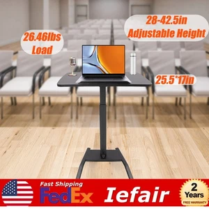 Laptop Desk Angle Height Adjustable Rolling Cart Podium Desk 26.46lbs Load Black - Picture 1 of 16