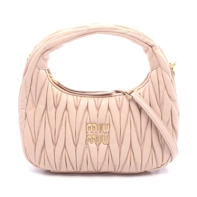 Miu Miu Leather Wonder Matelassé Hobo Bag Women Pink One Size - Image 1 of 4