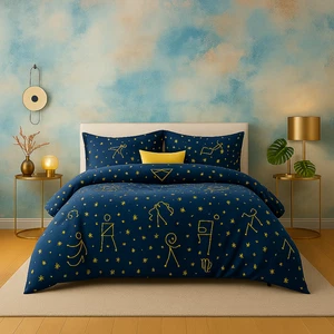 Clearance Bedding Set Reversible Duvet Cover King Size Navy Quilt Bed Set £10.99 - Picture 1 of 7