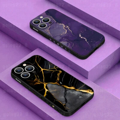 Funda de teléfono para iPhone 17 16 15 Pro Max 14 13 12 11 XR 8 cubierta de mármol a prueba de golpes Foto 1 de 4