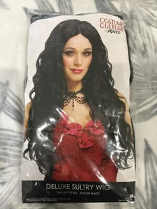 Costume Culture by Franco Deluxe Sultry Wig Natural Black Long NEW - Picture 1 of 3