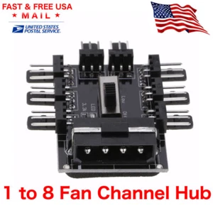 MOLEX Fan 1 to 8 Channel Hub 12V 4 Pin IDE Power Supply Splitter Adapter PC Fan - Picture 1 of 12