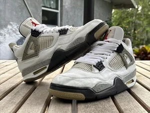 Jordan 4 Retro White Cement Men’s Size 10 Shoes White Black Grey Sneakers 2015 - Picture 1 of 14
