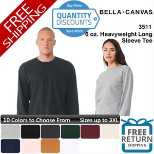 🔥 BELLA + CANVAS Men 6 oz. Heavyweight Cotton Long Sleeve Tee Up To 3XL 3511 - Picture 1 of 67