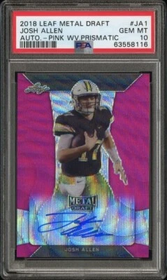 2018 Leaf Metal Draft Josh Allen [rosa] WV Prismatic Auto PSA {10} #9/10 Foto 1 de 2