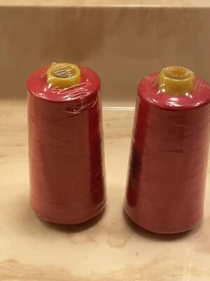 Lot of 2:  Unbranded Red Overlock Thread Spools,  Approximately 3000 Yds Each - Image 1 of 4