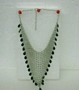JTV CHOCKER NECKLACE SILVER TONED LACE WITH GREEN STONES NICE - Bild 1 von 5